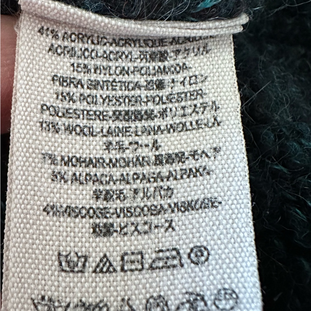 Free people Women's Deep Teal Green Wrap Look Sweater Wool blend size Large - Picture 6 of 7